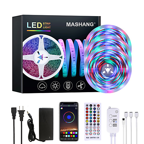 

LED Strip Lights Bright RGBW 15M Music Sync 3510 LEDs 2835 SMD Strip Lights Waterproof Smart LED Tiktok Lights with 40 Keys Remote Bluetooth Controller for Home Bedroom TV Back Lights DIY Decor