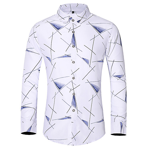 

Men's Shirt Graphic Plus Size Print Long Sleeve Daily Tops Basic White Navy Blue Gray