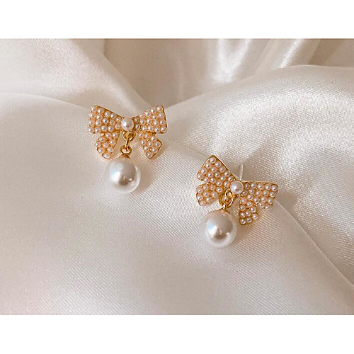 

Women's Earrings Classic Love Bowknot Vintage Classic Pearl Earrings Jewelry White For Gift Daily 1 Pair