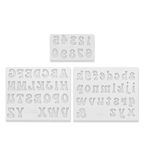 

Set of 3 DIY Silicone Mold Capital Lowercase Letter Number Silicone Mold Fondant Mold Cake Decoration Chocolate Baking Mold