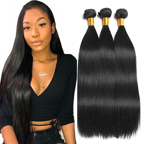 

3 Bundles Hair Weaves Brazilian Hair Straight Human Hair Extensions Remy Human Hair 100% Remy Hair Weave Bundles 300 g Natural Color Hair Weaves / Hair Bulk Human Hair Extensions 8-28 inch Natural