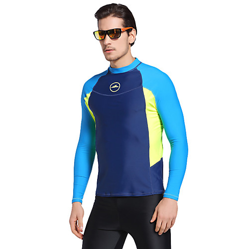 

Men's Rash Guard Elastane Top Breathable Quick Dry Long Sleeve Swimming Diving Water Sports Patchwork Autumn / Fall Spring Summer / Stretchy