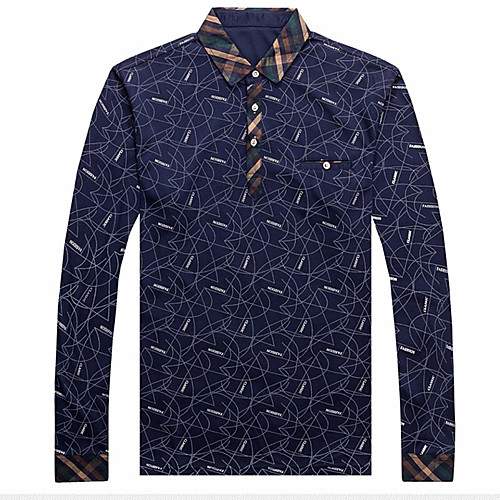 

Men's Polo Graphic Long Sleeve Daily Tops Business Basic Blue Red Green
