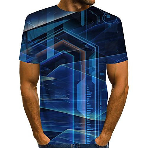

Men's T shirt Graphic 3D Print Short Sleeve Daily Tops Black