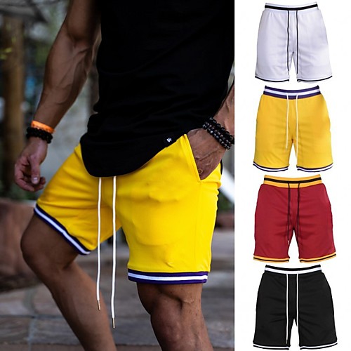 

Men's Running Shorts Athleisure Bottoms Drawstring Fitness Gym Workout Performance Running Training Breathable Quick Dry Soft Normal Sport Black / Red White Black Yellow Red / Micro-elastic