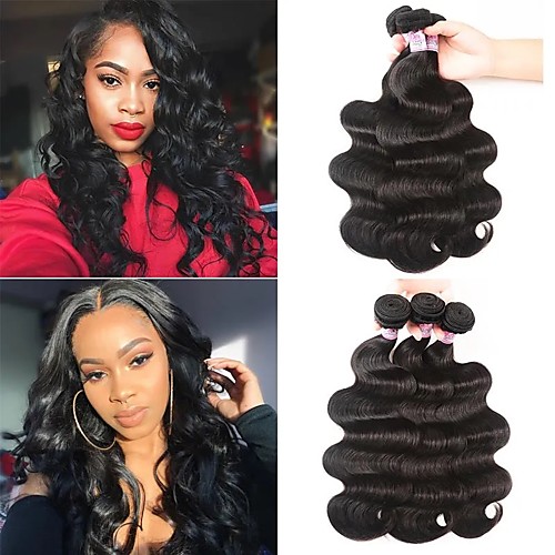 

3 Bundles Hair Weaves Brazilian Hair Body Wave Human Hair Extensions Remy Human Hair 100% Remy Hair Weave Bundles 300 g Natural Color Hair Weaves / Hair Bulk Human Hair Extensions 8-28 inch Natural
