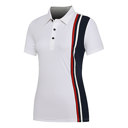 

Women's Golf Tee Tshirt Short Sleeve Breathable Quick Dry Soft Athleisure Outdoor Summer Cotton Stripes White Black Red / Micro-elastic