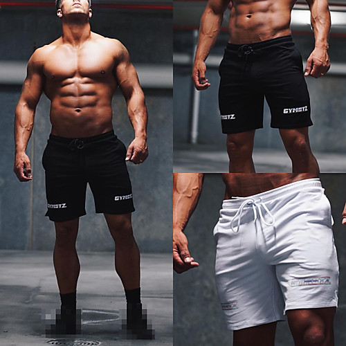 

Men's Running Shorts Athleisure Bottoms Drawstring Cotton Fitness Gym Workout Performance Running Training Breathable Quick Dry Soft Normal Sport White Black Red Cream gream white BlackWhite