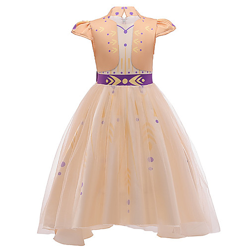 

Princess Anna Flower Girl Dress Girls' Movie Cosplay A-Line Slip Vacation Dress Yellow Dress Halloween Children's Day Masquerade Polyester