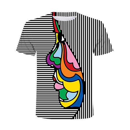 

Men's T shirt Graphic Plus Size Print Short Sleeve Club Tops Streetwear Exaggerated White