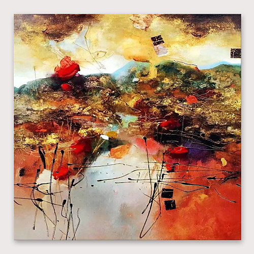

Oil Painting Hand Painted Square Abstract Modern Stretched Canvas