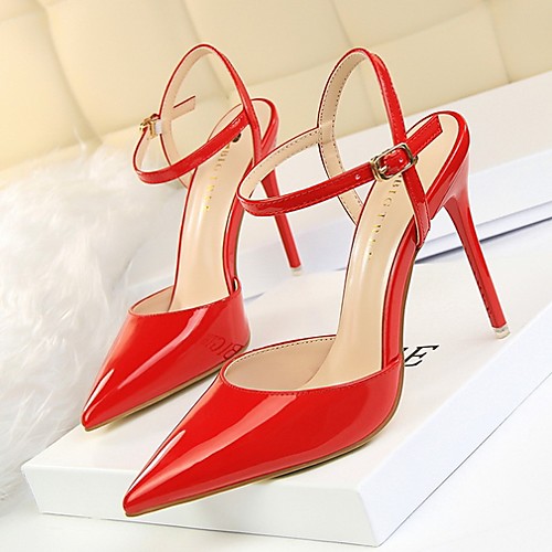 

Women's Sandals Stiletto Heel Pointed Toe Daily PU Summer White Black Red