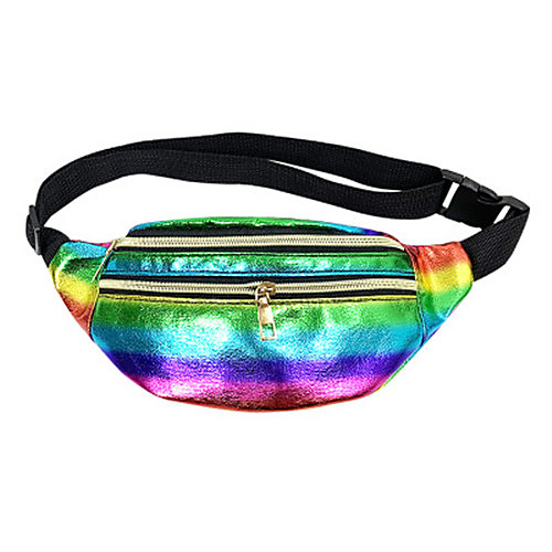 

Men's Bags PU Leather Fanny Pack Zipper Solid Color Daily Bum Bag White Black Yellow Rainbow