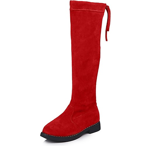 

Girls' Boots Comfort Suede Big Kids(7years ) Black Red Brown Spring / Knee High Boots