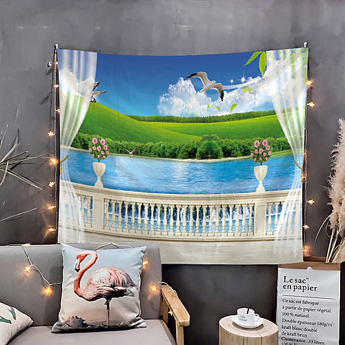 

Window Landscape Wall Tapestry Art Decor Blanket Curtain Picnic Tablecloth Hanging Home Bedroom Living Room Dorm Decoration Polyester Garden Flower Lake Rural Animal