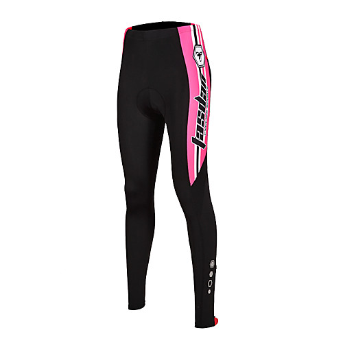 

TASDAN Women's Cycling Tights Cycling Pants Winter Polyester Bike Tights Padded Shorts / Chamois Pants Breathable 3D Pad Quick Dry Sports Stripes Patchwork Black / Red / Black / Pink Mountain Bike