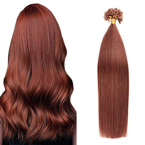 

Fusion / U Tip Hair Extensions Remy Human Hair Nail Tip Hair Extensions 50 pcs 50 g Pack Straight Brown 16-24 inch Hair Extensions