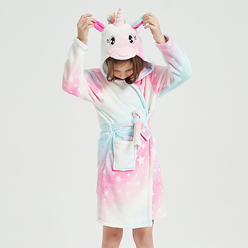 

Kid's Kigurumi Pajamas Bathrobe Oodie Unicorn Flying Horse Onesie Pajamas Flannel Fabric Pink Cosplay For Boys and Girls Animal Sleepwear Cartoon Festival / Holiday Costumes / Bath Robe