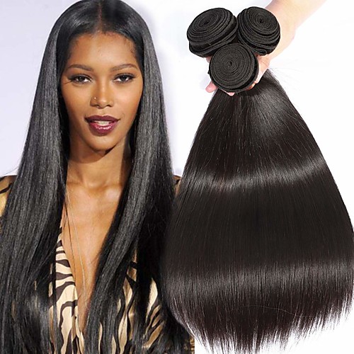 

3 Bundles Hair Weaves Peruvian Hair Straight Human Hair Extensions Remy Human Hair 100% Remy Hair Weave Bundles 300 g Natural Color Hair Weaves / Hair Bulk Human Hair Extensions 8-28 inch Natural