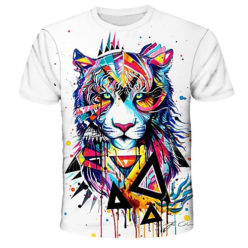 

Men's T shirt Graphic Print Short Sleeve Daily Tops Streetwear Exaggerated White