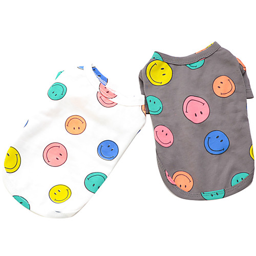 

Dog Shirt / T-Shirt Pajamas Smile Face Casual / Sporty Cute Sports Casual / Daily Dog Clothes Puppy Clothes Dog Outfits Breathable White Gray Costume for Girl and Boy Dog Fabric S M L XL XXL