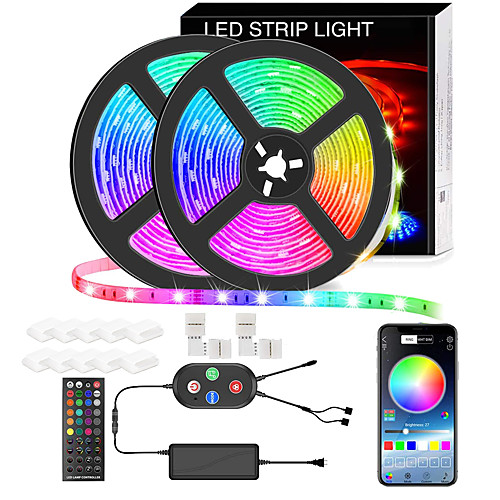 

5050 Led Strip Lights 10M Smart RGB Led Light Strip Music Sync 300LEDs Color Changing Light Strips Bluetooth APP Control with Remote for Bedroom Room TV Party Bedroom Room TV Backlight PC Desk Kitchen