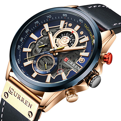 

CURREN Men's Sport Watch Analog Quartz Formal Style Outdoor Altimeter Calendar / date / day Chronograph / PU Leather