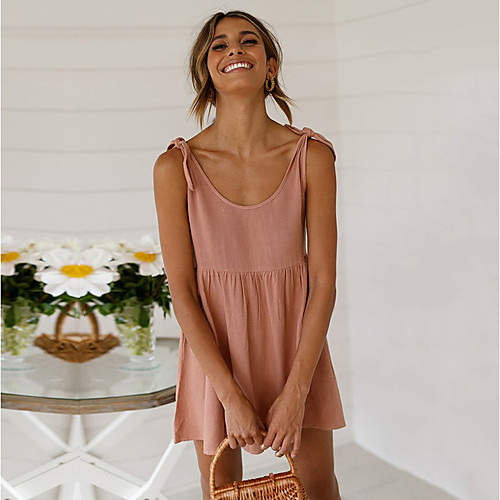 

Women's Tank Dress White Pink Pleated Pure Color Oversized Spaghetti Strap Plain Cute Sport Athleisure Dress Regular Straps Lightweight Breathable Soft Everyday Use Daily Casual