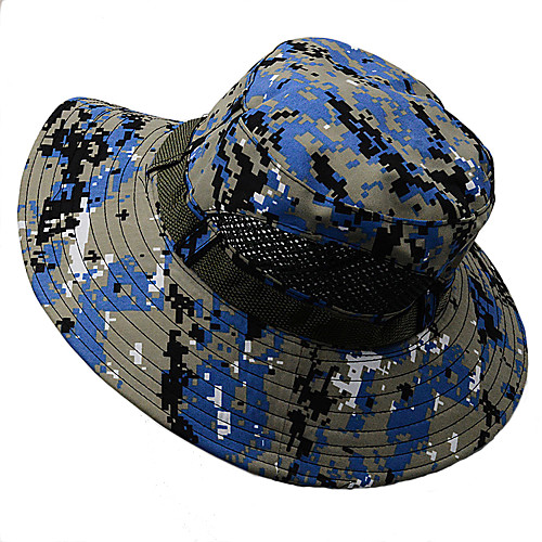 

Men's Women's Sun Hat Hiking Hat Boonie hat Wide Brim Summer Outdoor Windproof Sunscreen UV Resistant Breathable Hat Camo Cotton Camouflage Blue Green for Camping / Hiking Hunting Fishing