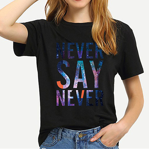 

Women's T-shirt Letter Print Round Neck Tops 100% Cotton Basic Basic Top White Black Yellow