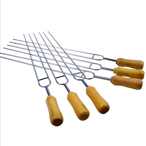 

6PCS Stainless Steel U-Shaped Barbecue Brazing Fork Needle Barbecue Grilling Skewers Metal Skewer Double Prongs BBQ Tools