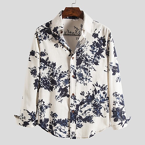 

Men's Shirt Graphic Long Sleeve Daily Tops Exaggerated Hawaiian Navy Blue