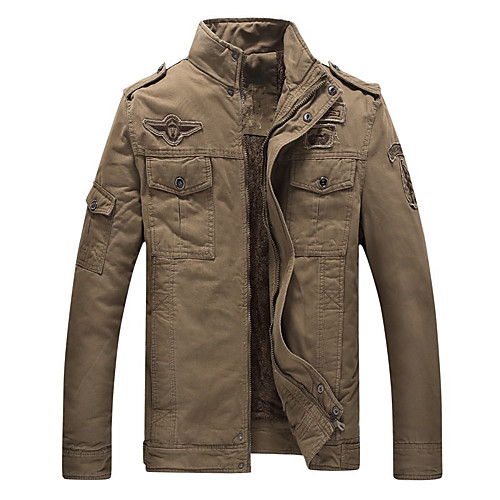

Men's Solid Colored Winter Jacket Short Daily Long Sleeve Cotton Coat Tops Black