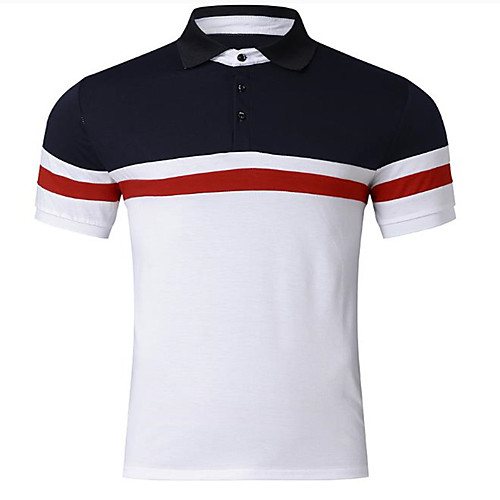 

Men's Polo Striped Short Sleeve Daily Tops Basic White
