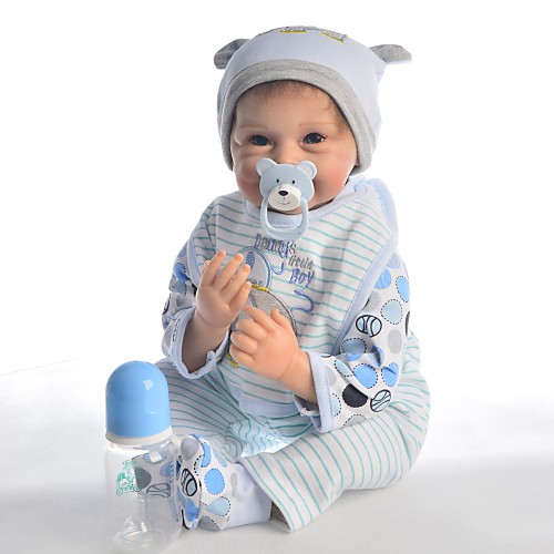 

KEIUMI 22 inch Reborn Doll Baby & Toddler Toy Reborn Toddler Doll Baby Boy Gift Cute Lovely Parent-Child Interaction Tipped and Sealed Nails Half Silicone and Cloth Body with Clothes and Accessories