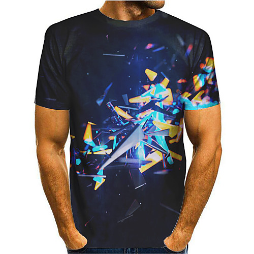 

Men's T shirt Graphic Print Short Sleeve Daily Tops Basic Royal Blue