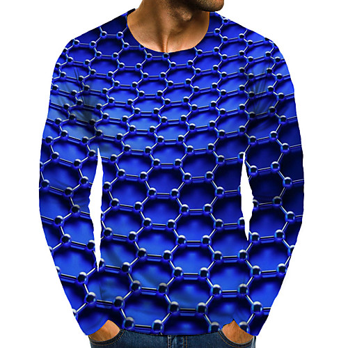 

Men's T shirt Graphic Plus Size Print Long Sleeve Daily Tops Basic Exaggerated Rainbow