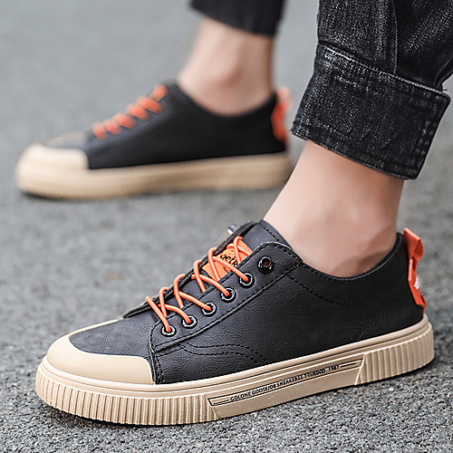 

Men's Sneakers Casual Preppy Daily PU Breathable Wear Proof Orange / Black White Black Fall Summer
