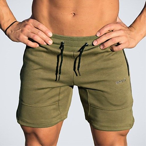 

Men's Running Shorts Athleisure Bottoms Drawstring Cotton Fitness Gym Workout Performance Running Training Breathable Quick Dry Soft Normal Sport Black Navy Blue Army Green / Micro-elastic