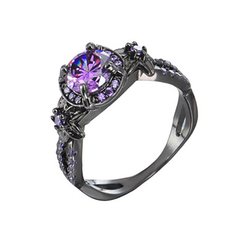 

Women's Ring Amethyst 1pc Black Platinum Plated Alloy Stylish Daily Jewelry Cute