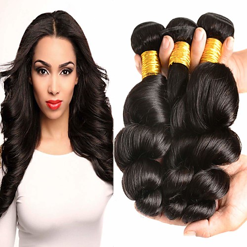 

3 Bundles Hair Weaves Peruvian Hair Loose Wave Human Hair Extensions Remy Human Hair 100% Remy Hair Weave Bundles 300 g Natural Color Hair Weaves / Hair Bulk Human Hair Extensions 8-28 inch Natural