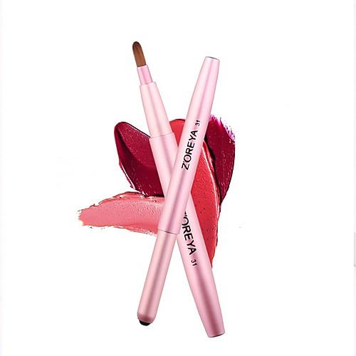 

Single Rayon Fiber Portable Retractable Lip Brush Lipstick Brush Flat Brush Head Skin-Friendly And Soft Bristles