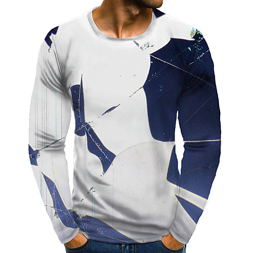 

Men's T shirt Graphic Plus Size Print Long Sleeve Daily Tops Basic Exaggerated Rainbow