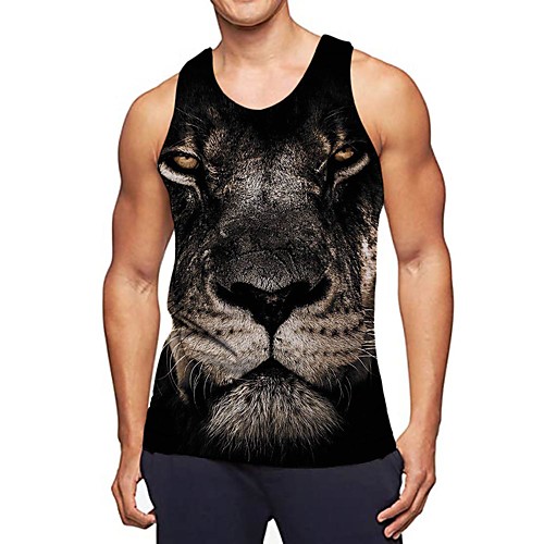 

Men's Tank Top Graphic Animal Print Short Sleeve Daily Tops Streetwear Black / Sleeveless