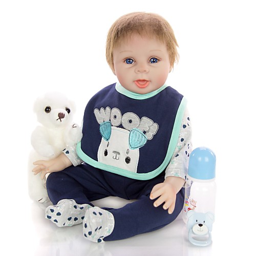 

KEIUMI 22 inch Reborn Doll Baby & Toddler Toy Reborn Toddler Doll Baby Boy Gift Cute Lovely Parent-Child Interaction Tipped and Sealed Nails Half Silicone and Cloth Body with Clothes and Accessories