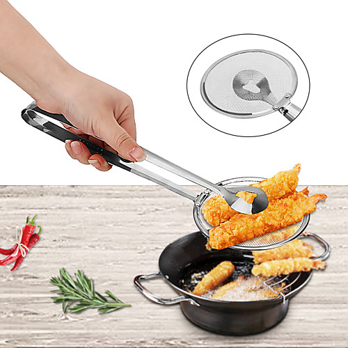 

Barbecue Clip Stainless Steel Strainer Clamp Kitchen Tools Cooking Fried Food Colanders Strainers Oil Spill Spoon