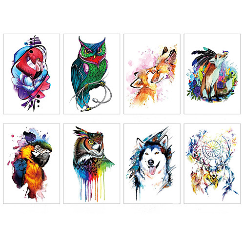 

LITBest 6 Sheets Randomly Temporary Tattoos Half Arm Tattoo Sleeves Animals For Men Body Armband Soldier Fake Tatoo Stickers TH313-TH320