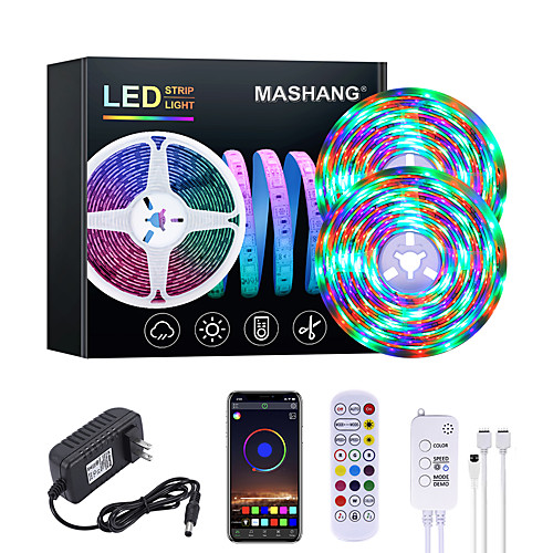 

32.8ft 10M RGB LED Strip Lights Waterproof Music Sync Smart LED Tiktok Lights 540LEDs 2835 Color Changing with 24 keys Remote Bluetooth Controller for Home Bedroom TV Back Lights DIY Deco