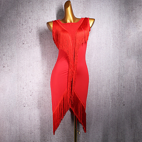 

Latin Dance Dress Tassel Women's Performance Sleeveless Spandex
