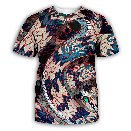 

Men's T shirt Graphic Animal Print Short Sleeve Party Tops Exaggerated Rainbow